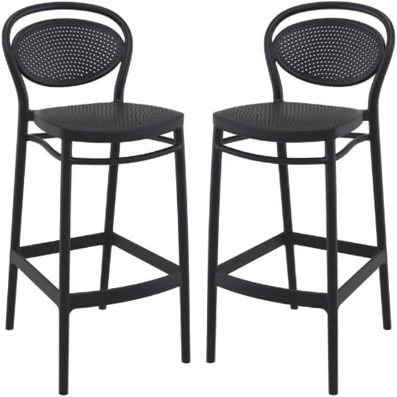 2 Black Resin Bar Stools