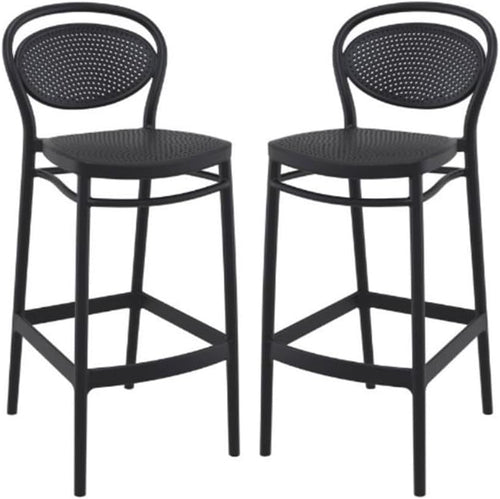 2 Black Resin Bar Stools