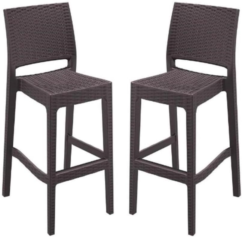 2 Brown Wickerlook Bar Stools