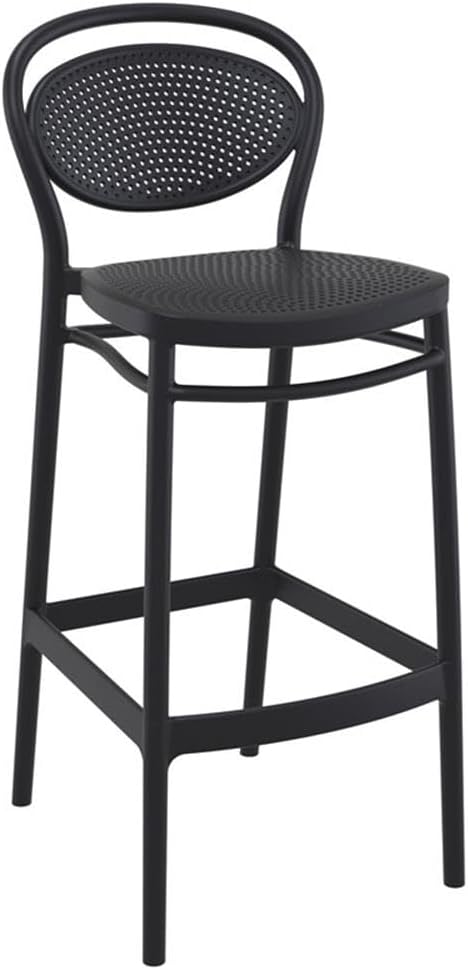2 Black Resin Bar Stools