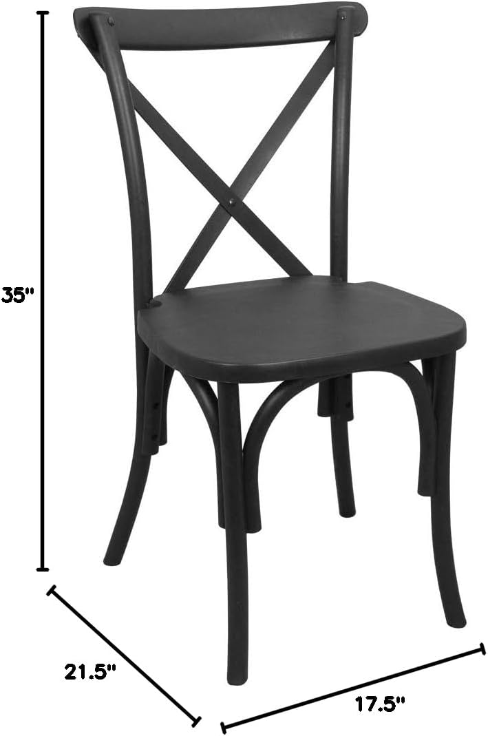 2 Pack Black Resin X-Back Chairs