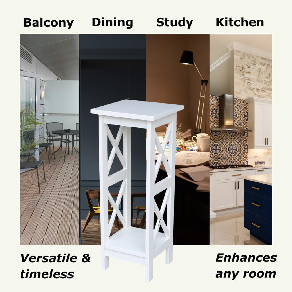 Snow White X-Sided Wood Plant Stand