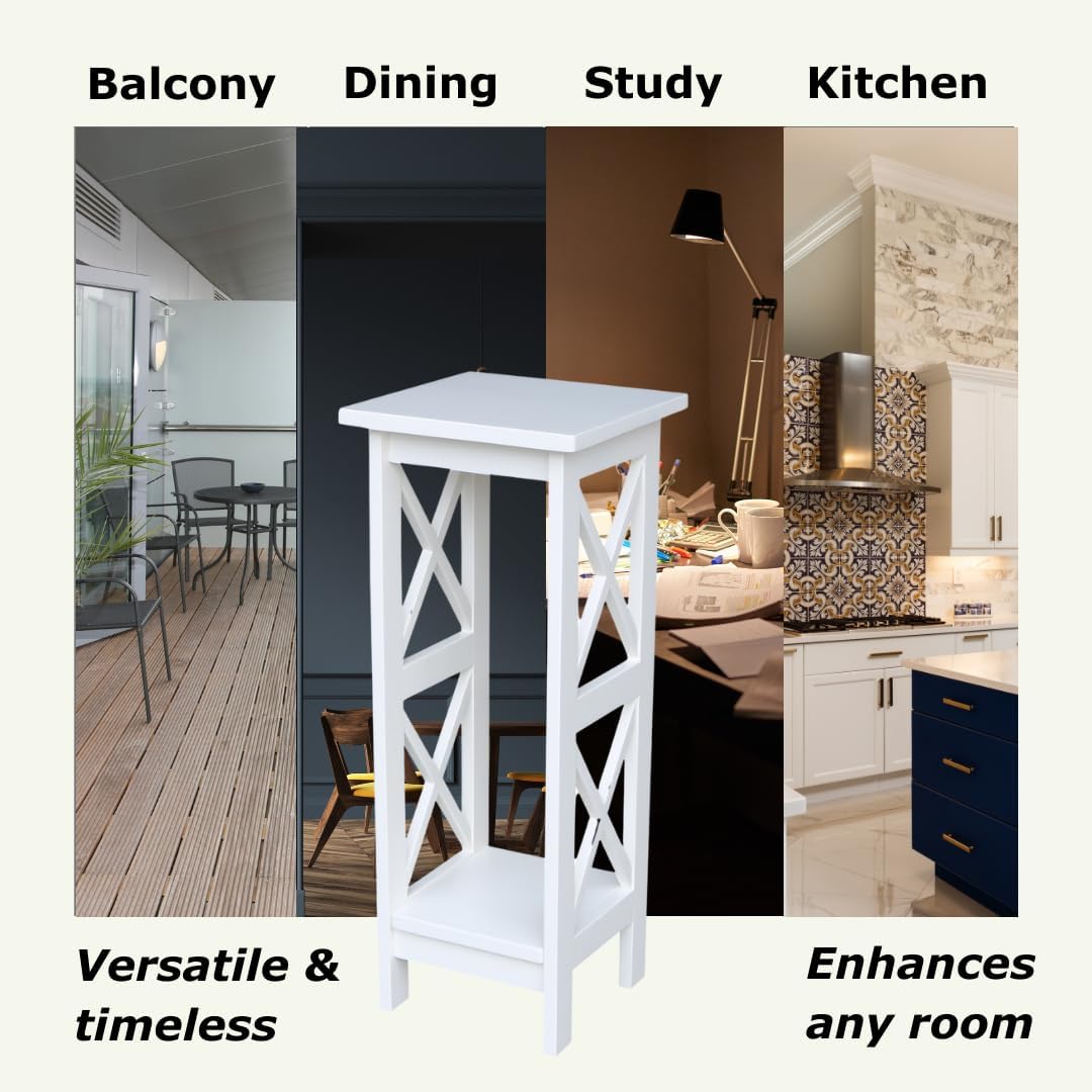 Snow White X-Sided Wood Plant Stand