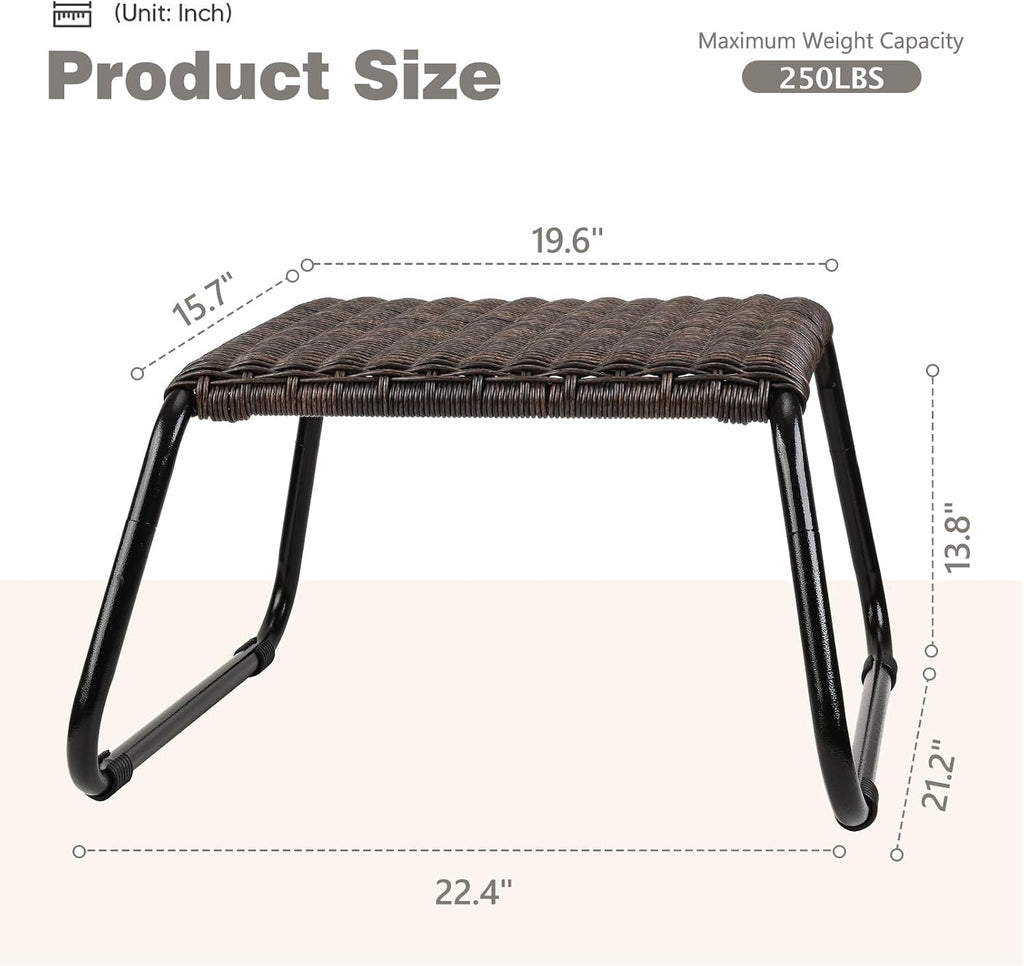 2 Pack New Brown Wicker Patio Ottoman