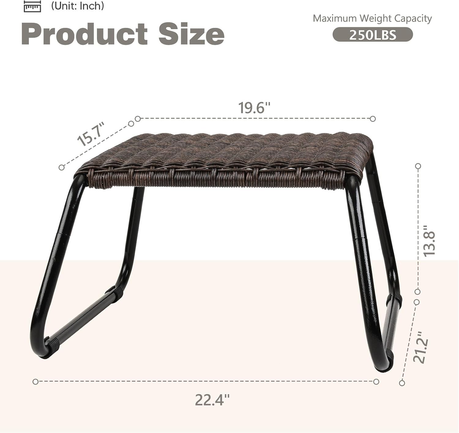 2 Pack New Brown Wicker Patio Ottoman