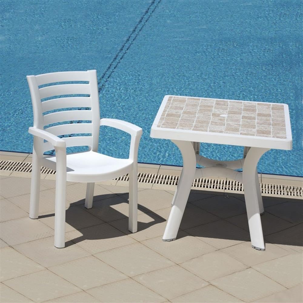 2 White Marina Resin Arm Chairs