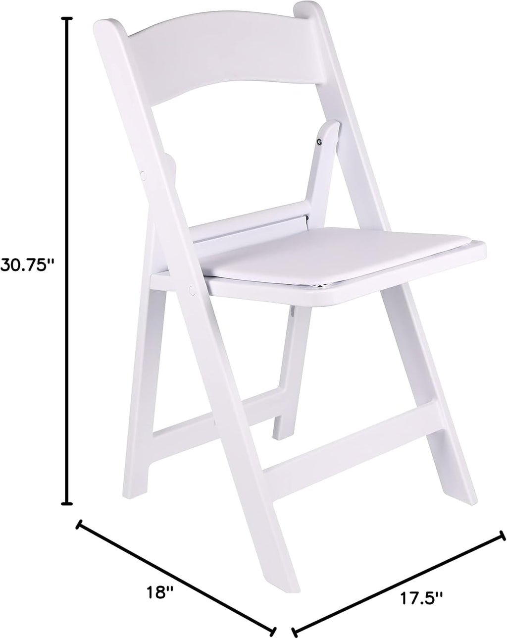 8 Pack White Padded Stackable Resin Folding Chairs