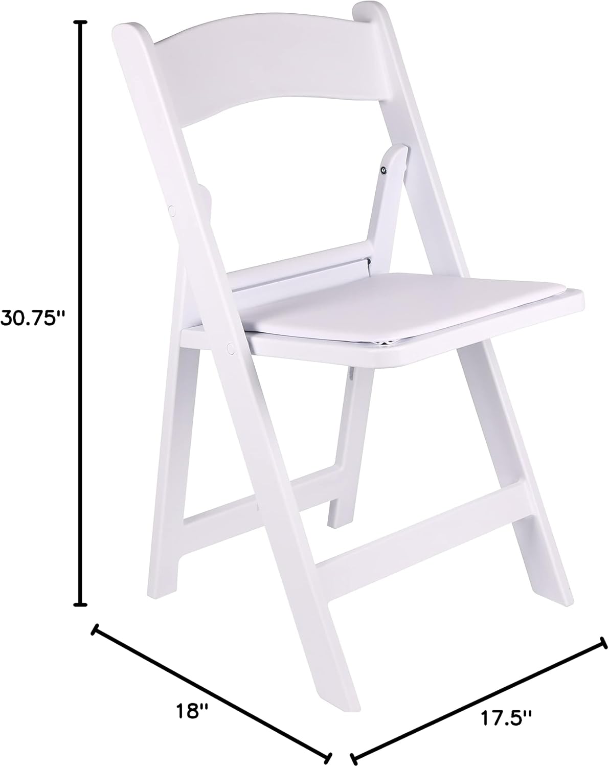 8 Pack White Padded Stackable Resin Folding Chairs