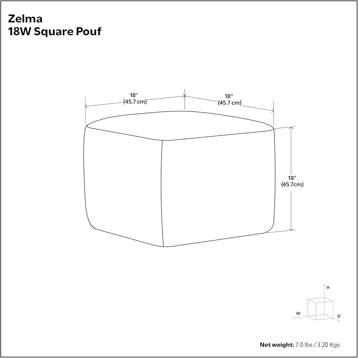Beige PET Polyester Square Pouf Ottoman