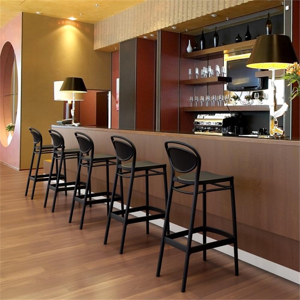 2 Black Resin Bar Stools