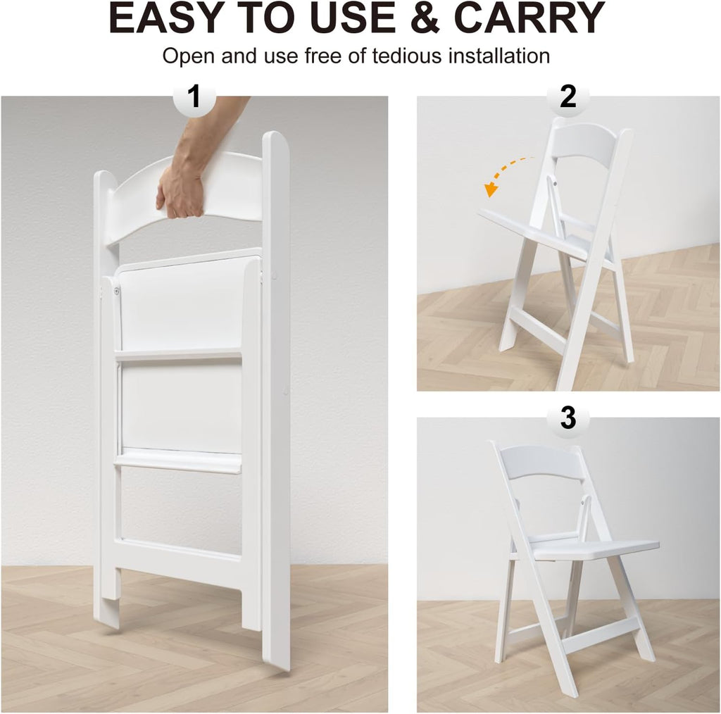 24 Pack White Padded Resin Folding Chairs