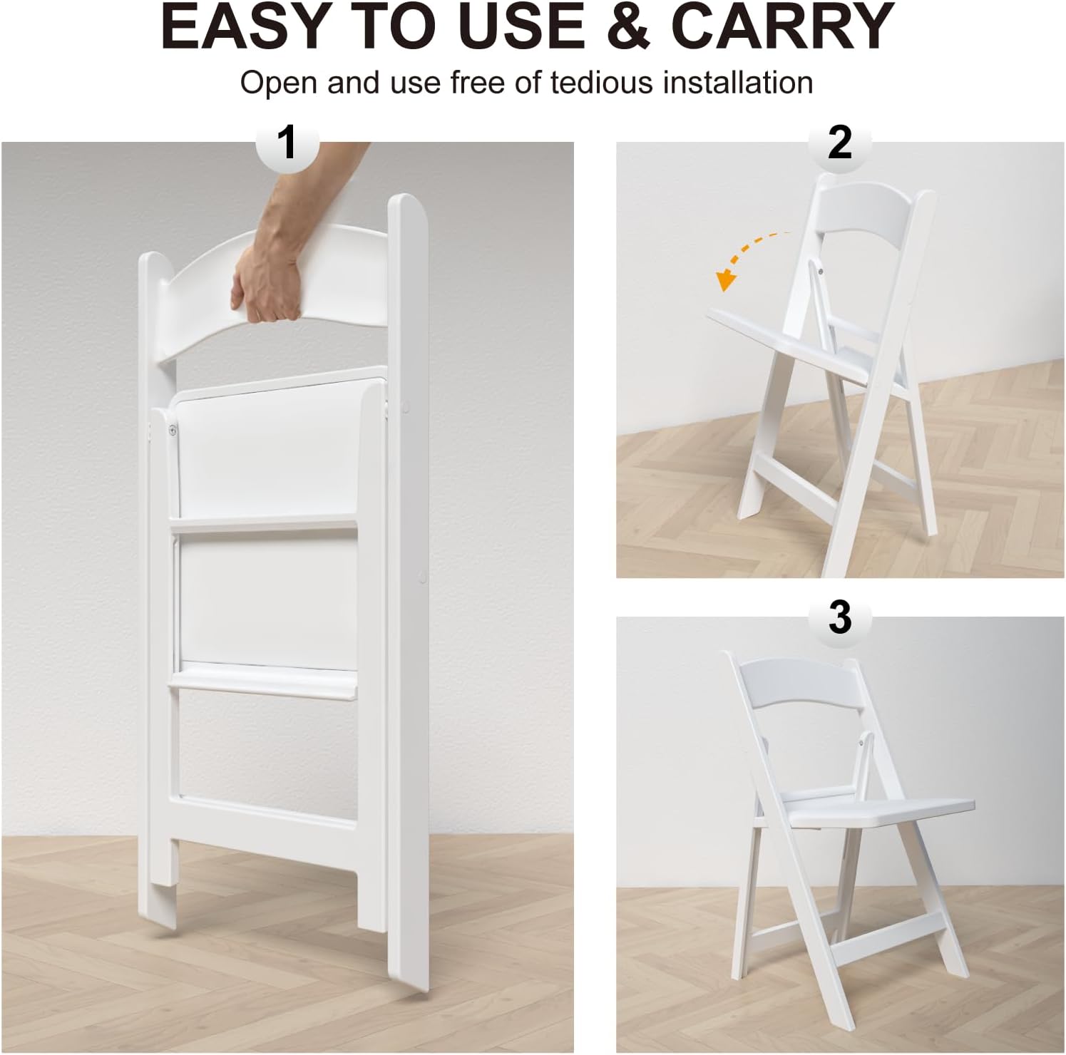 24 Pack White Padded Resin Folding Chairs