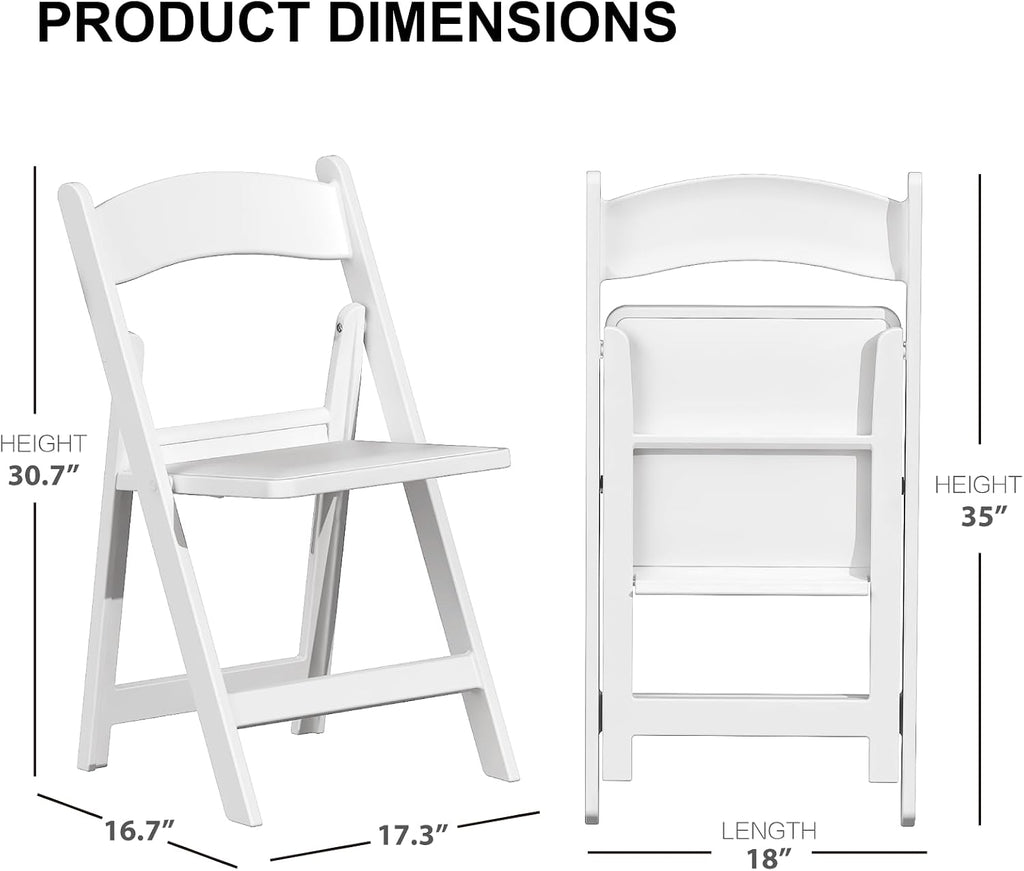 24 Pack White Padded Resin Folding Chairs