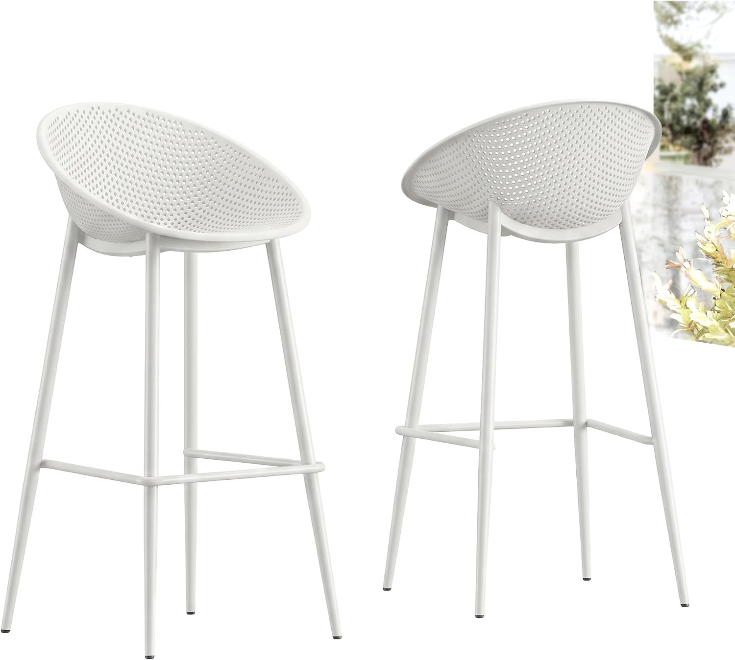 2 Resin-Iron Gable Barstools