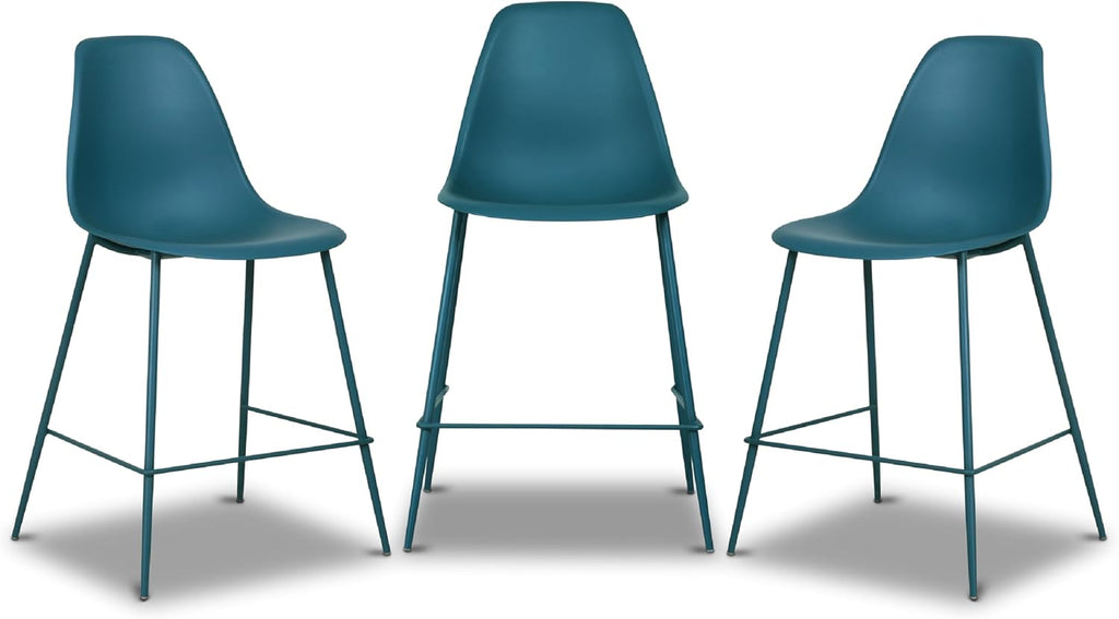 3 Ocean Teal Counter Bar Stools