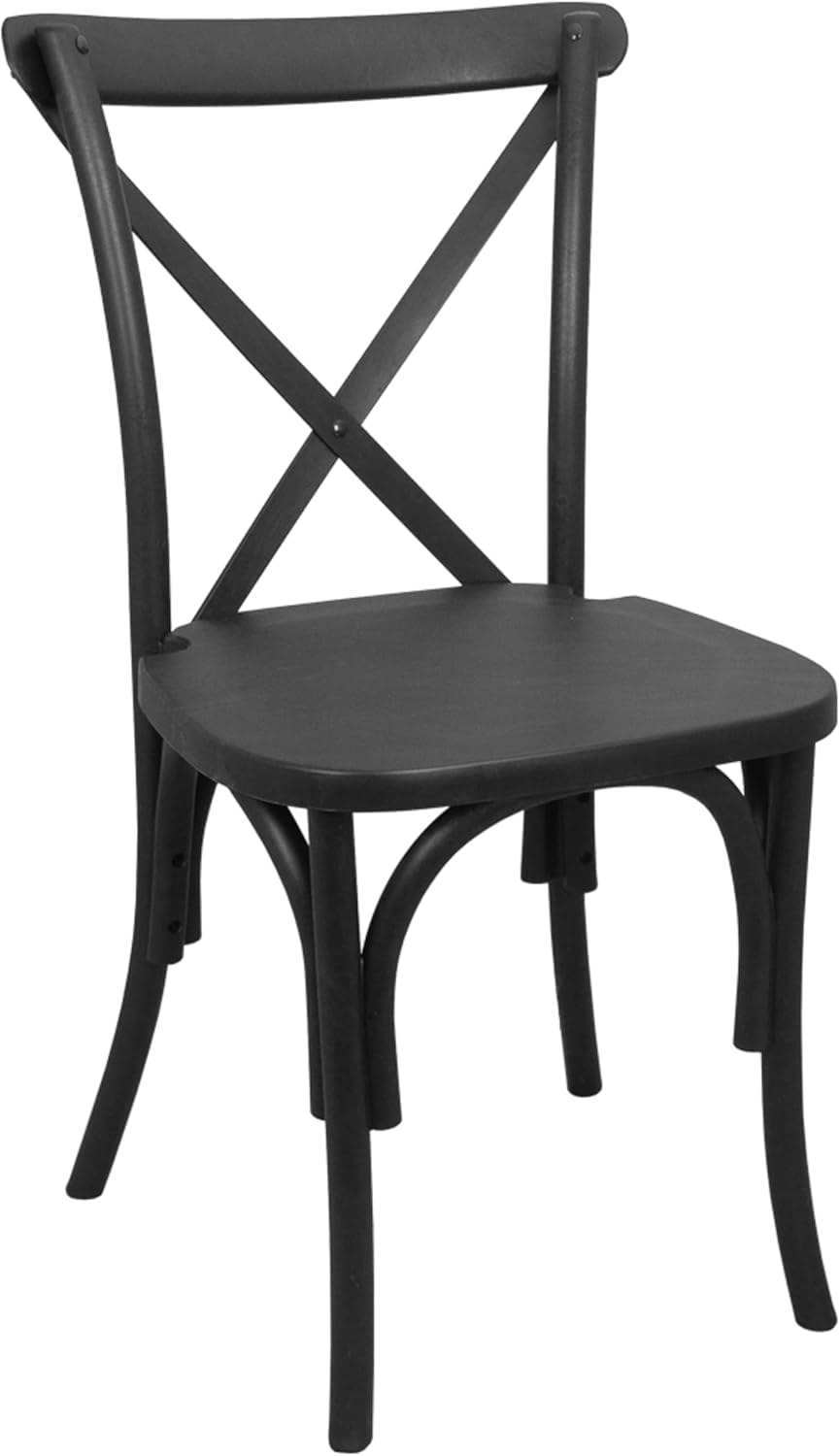 2 Pack Black Resin X-Back Chairs