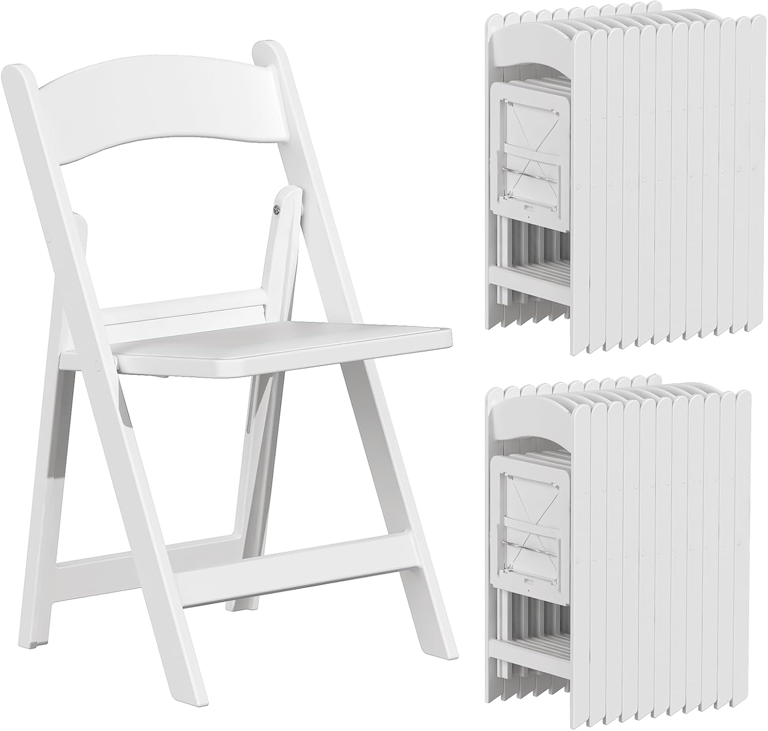 24 Pack White Padded Resin Folding Chairs