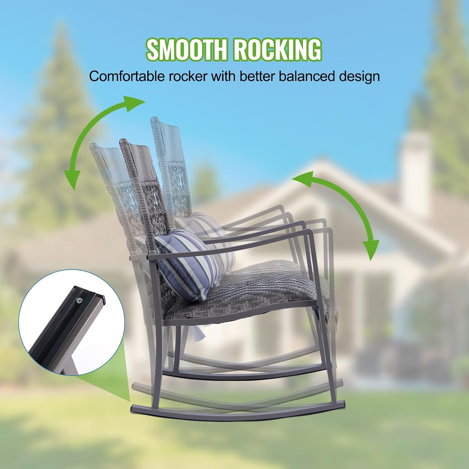 3-Piece Wicker Rocking Patio Set