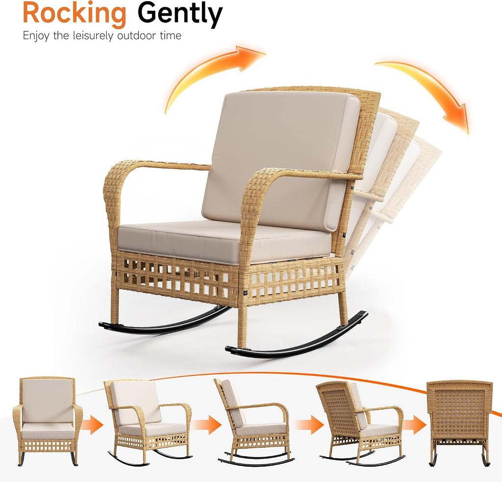 3-Piece Wicker Rocking Bistro Set