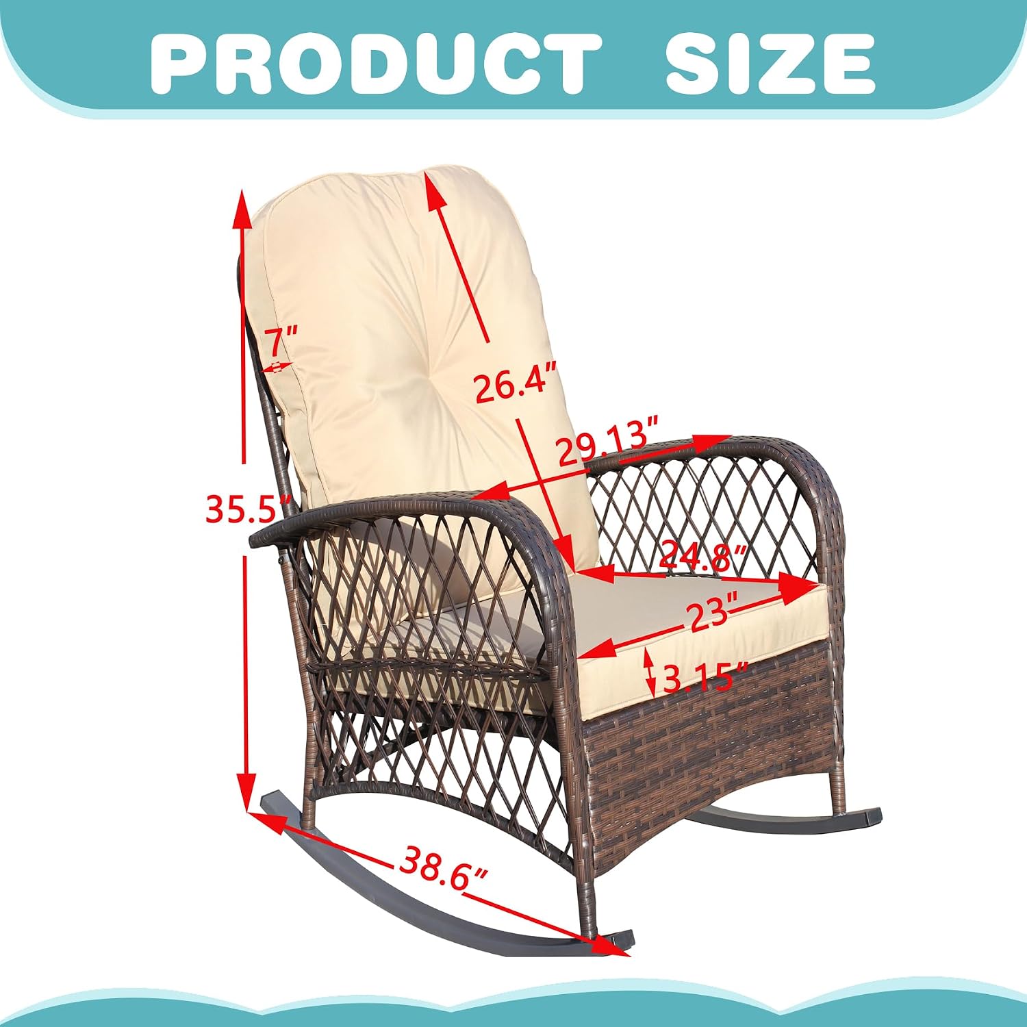 Brown Beige Wicker Rocking Chair