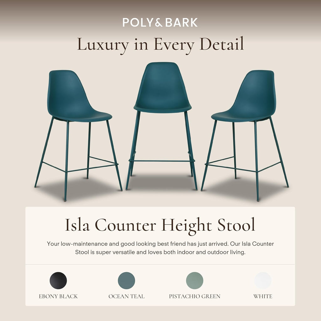 3 Ocean Teal Counter Bar Stools