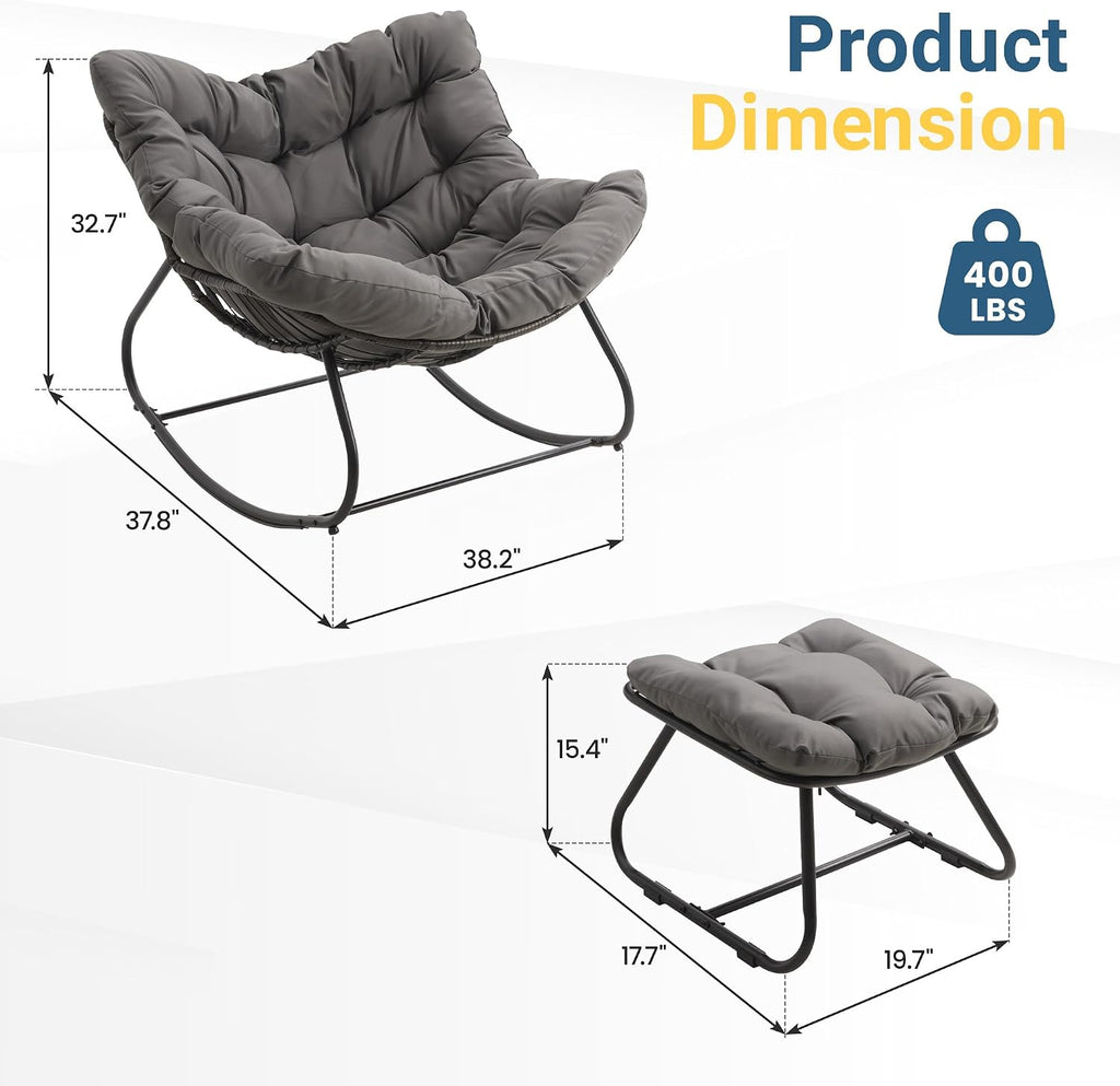 Dark Grey Wicker Egg Rocking Chair