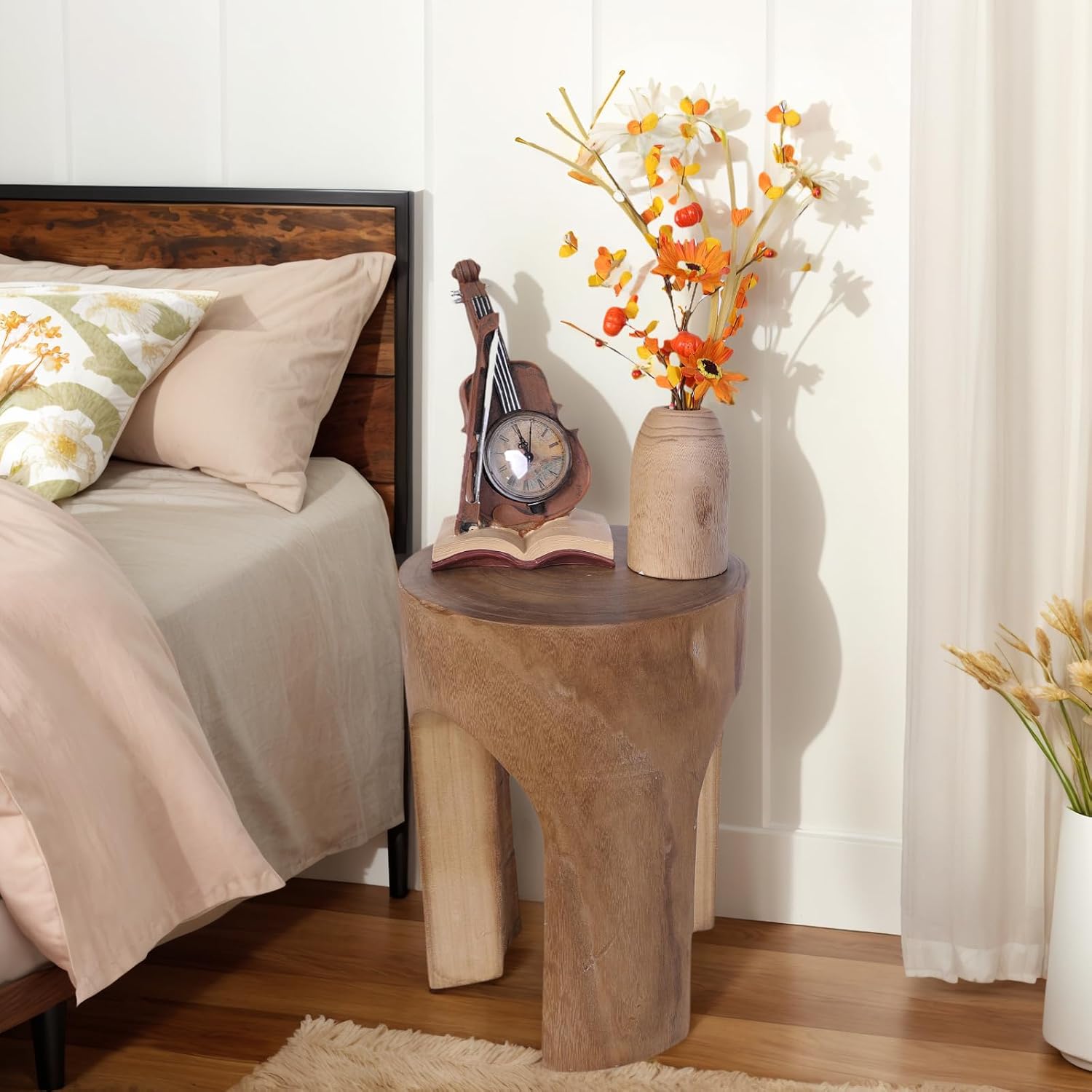 Rustic Solid Wood Accent Side Table