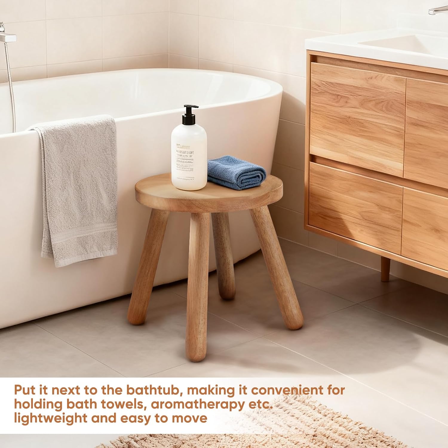 Round Solid Wood Decor Plant Stool