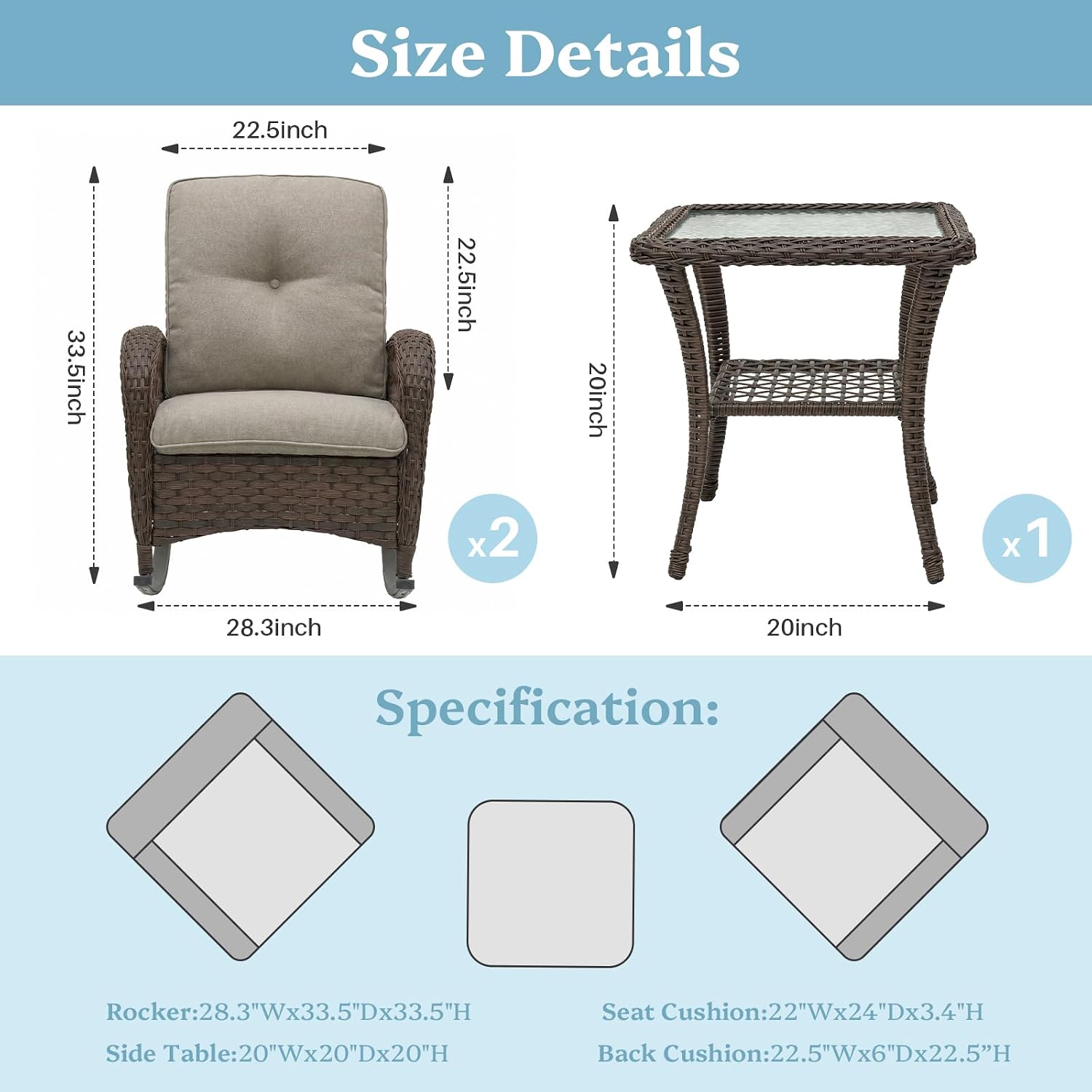 Brown Wicker Rocking Bistro Set