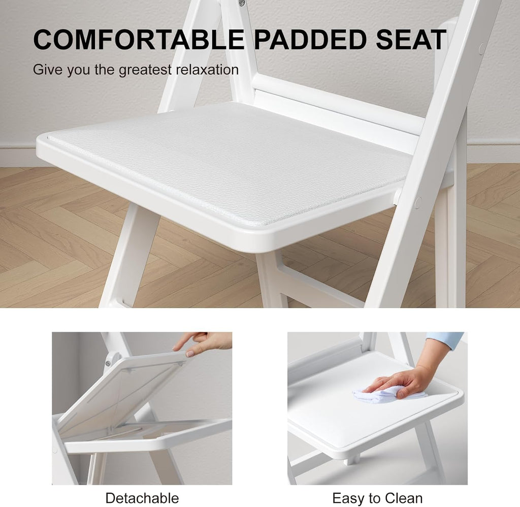 24 Pack White Padded Resin Folding Chairs