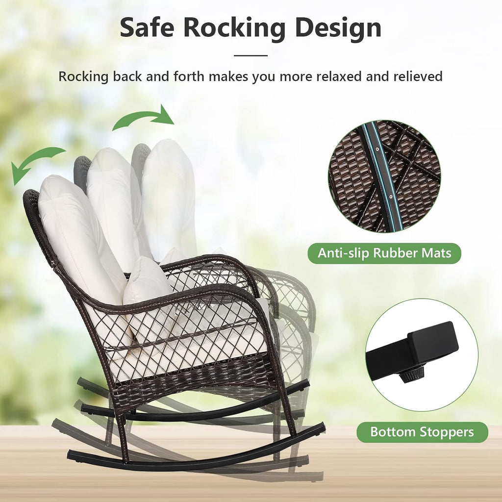 Off White Wicker Rocking Chair
