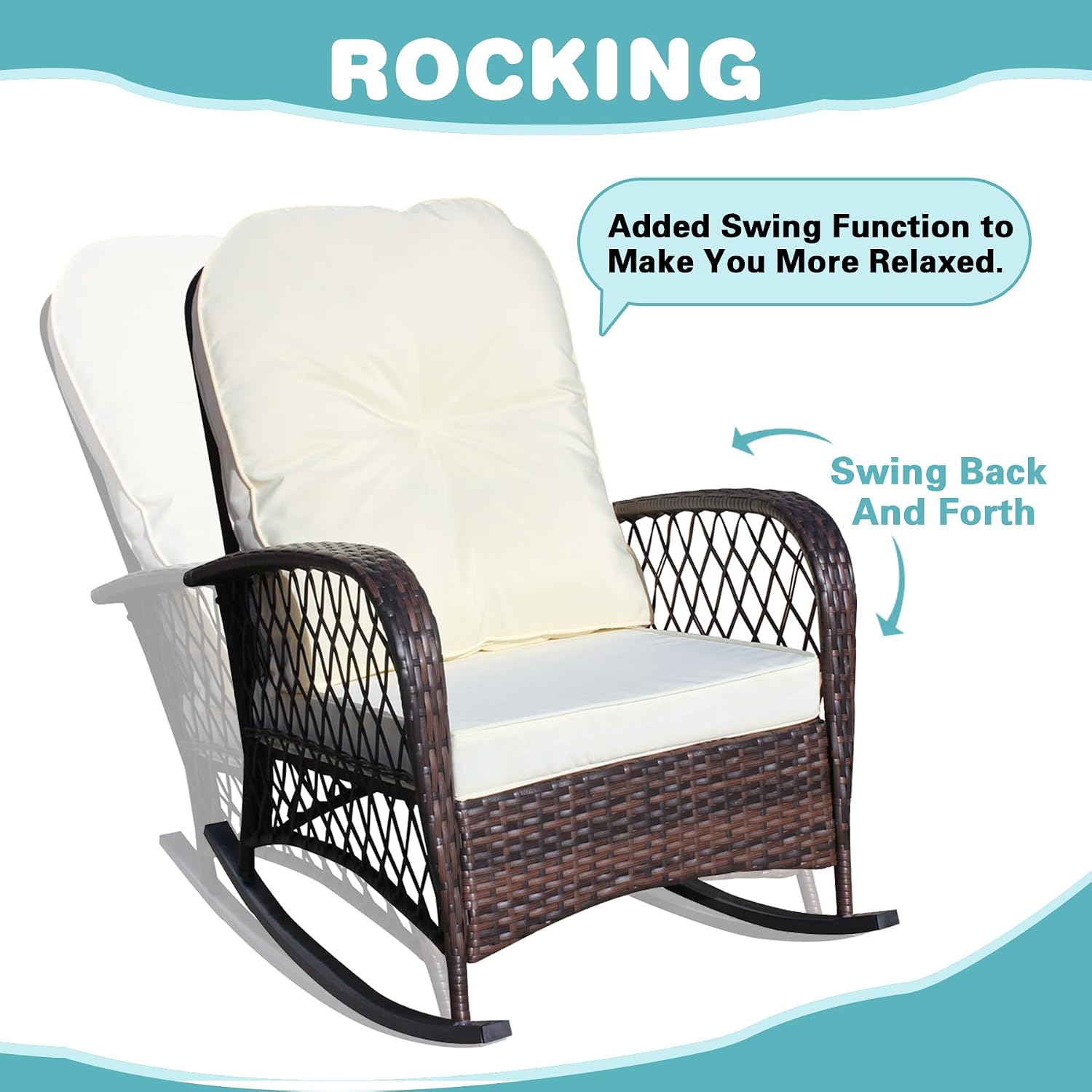 Brown Cream Wicker Rocking Chair
