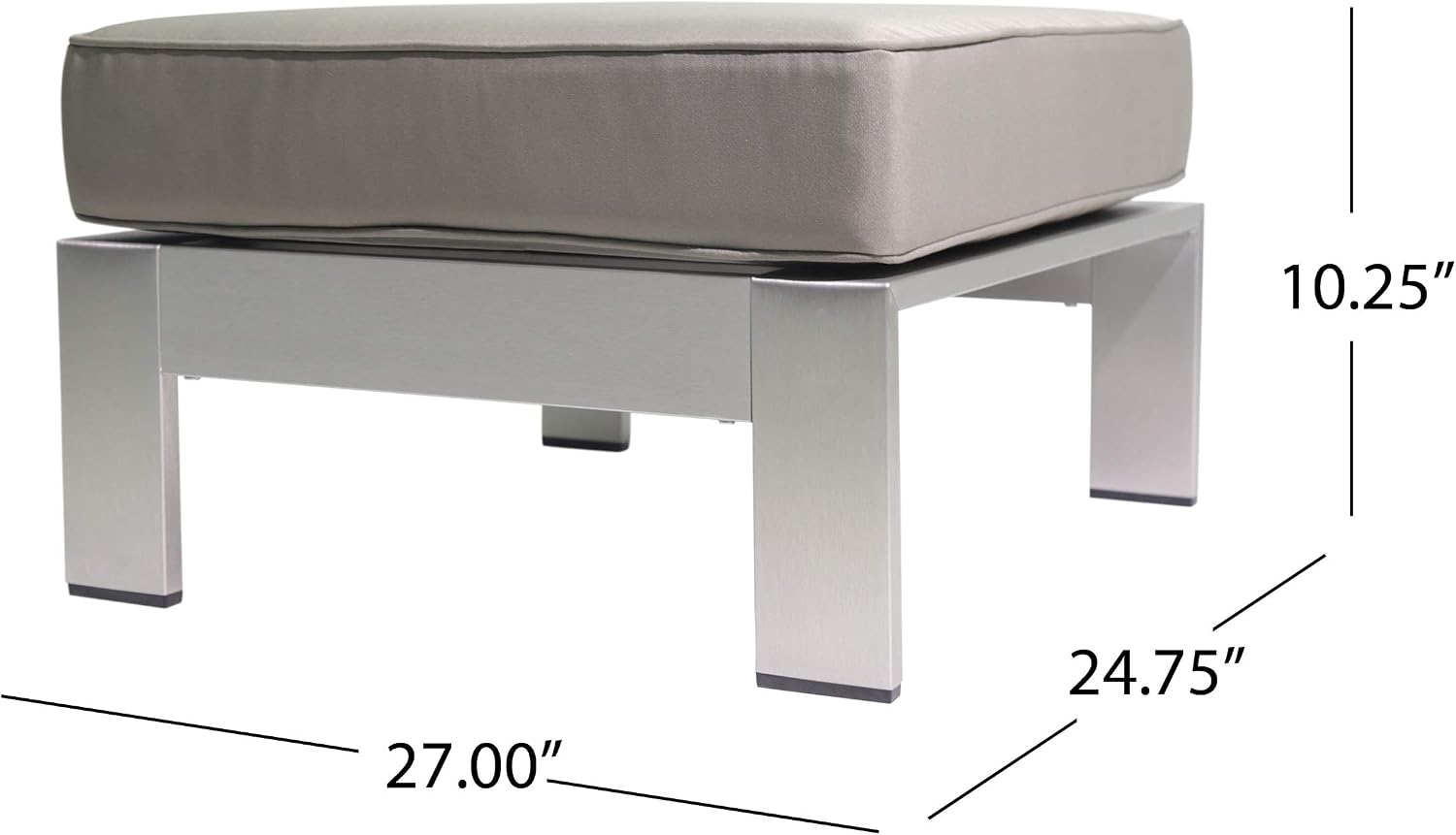 Silver Khaki Aya Coral Aluminum Ottoman
