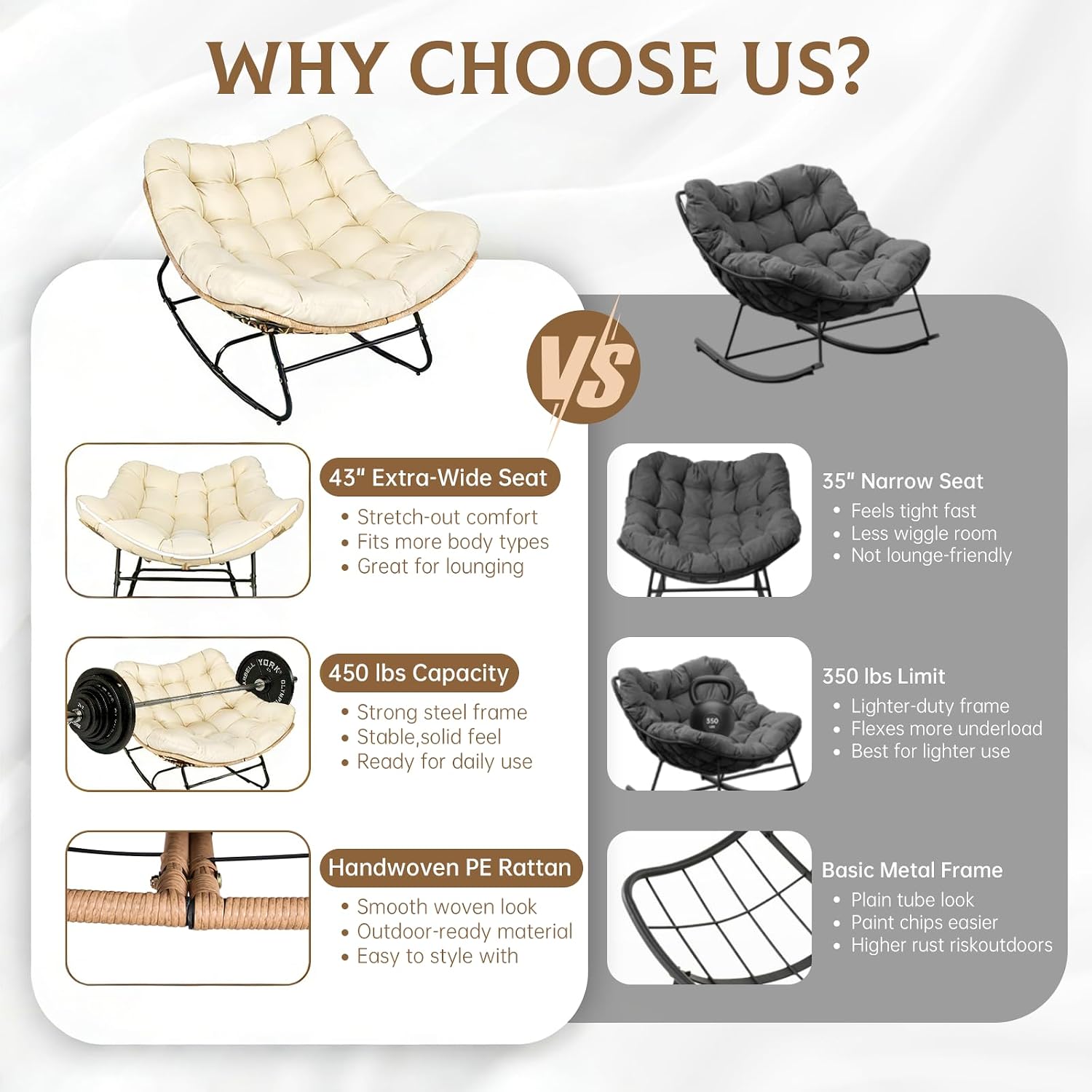 Beige Wicker Egg Rocking Chair