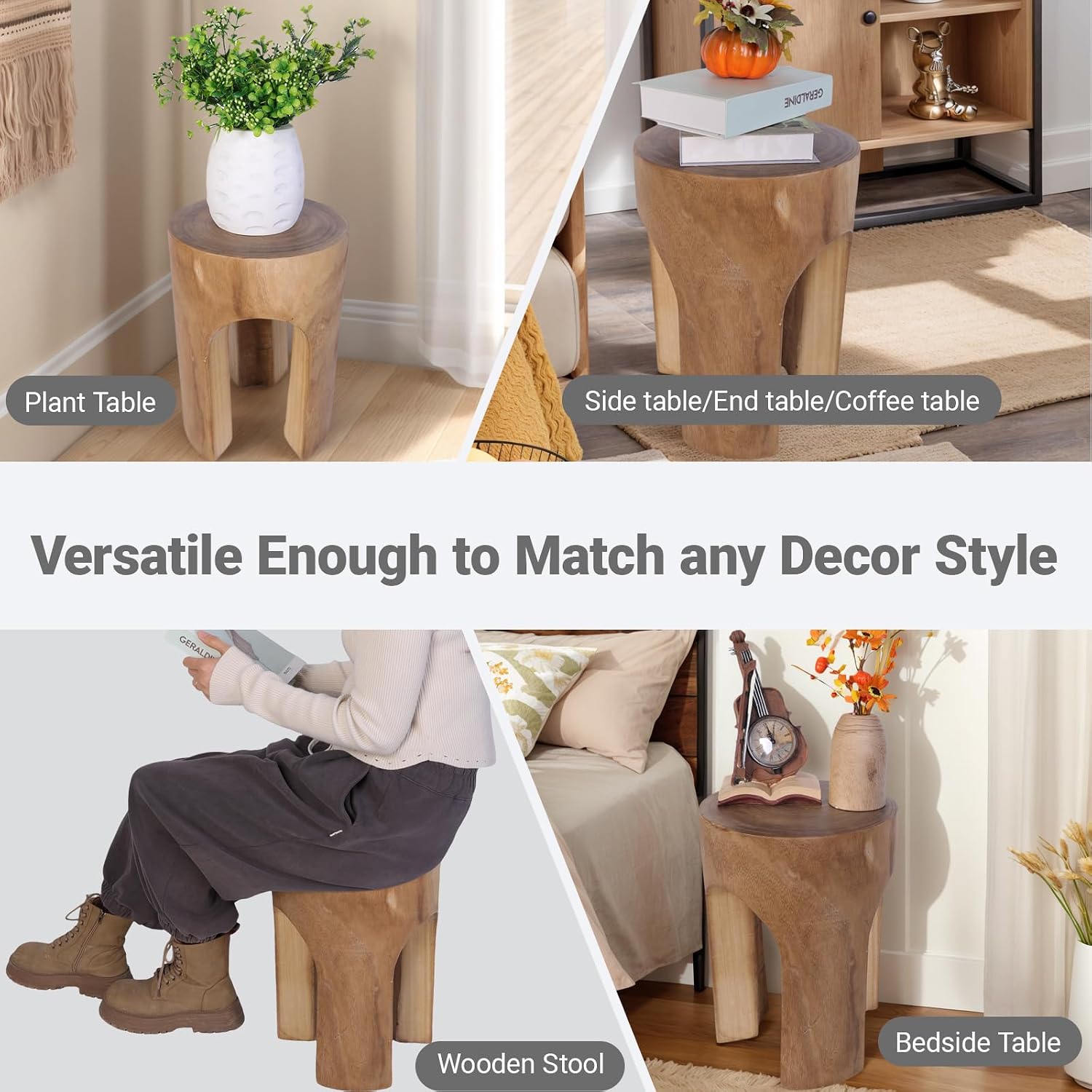 Rustic Solid Wood Accent Side Table