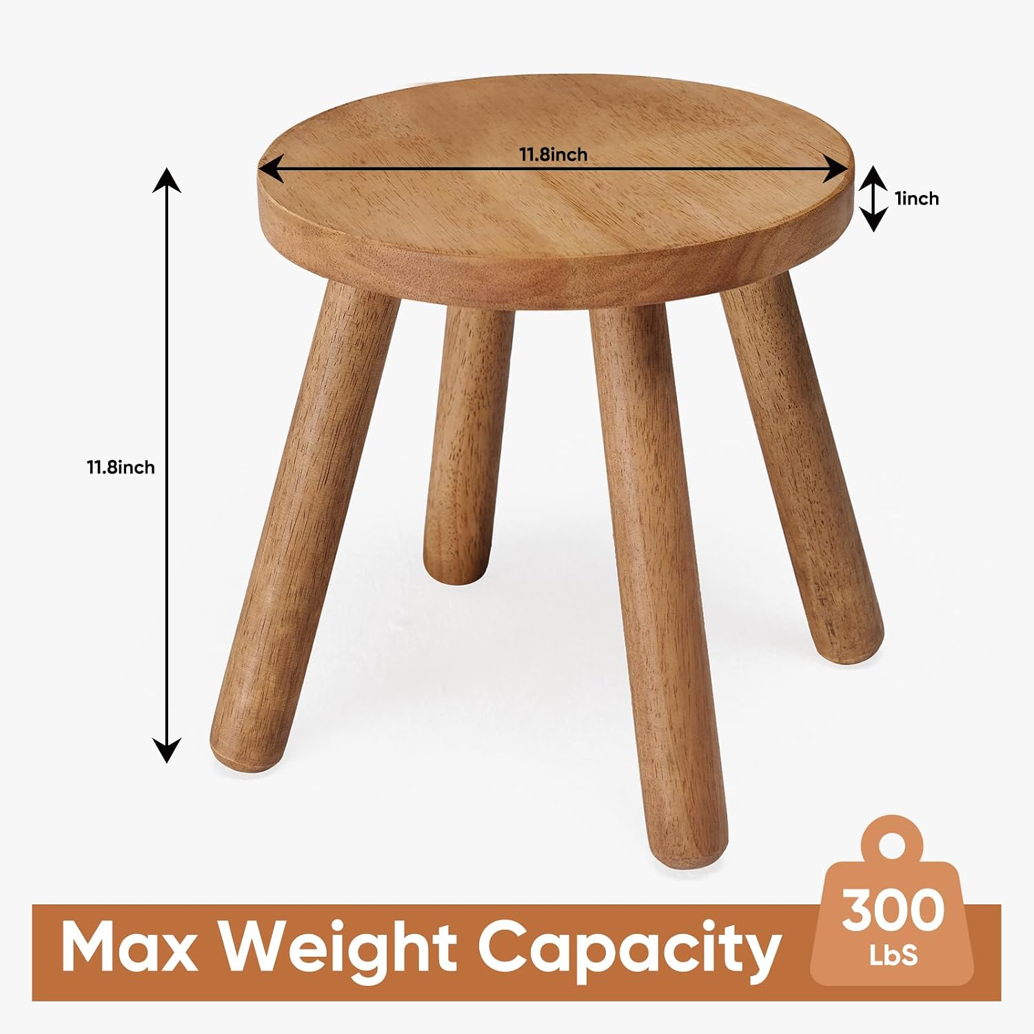 Round Solid Wood Decor Plant Stool