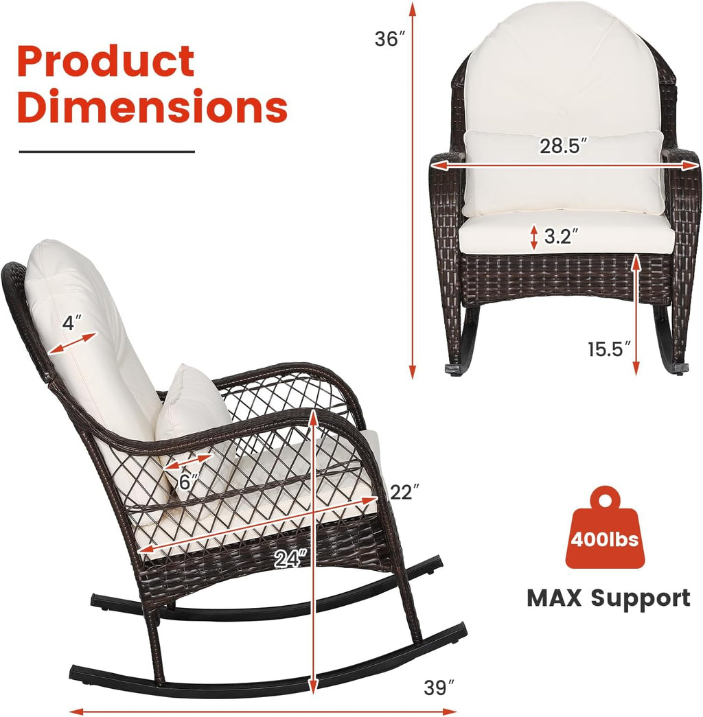 Off White Wicker Rocking Chair