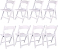 8 Pack White Padded Stackable Resin Folding Chairs