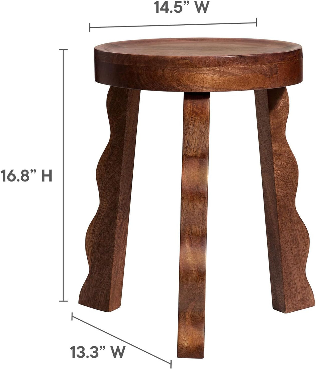 Walnut Carved Tripod Plant Stool