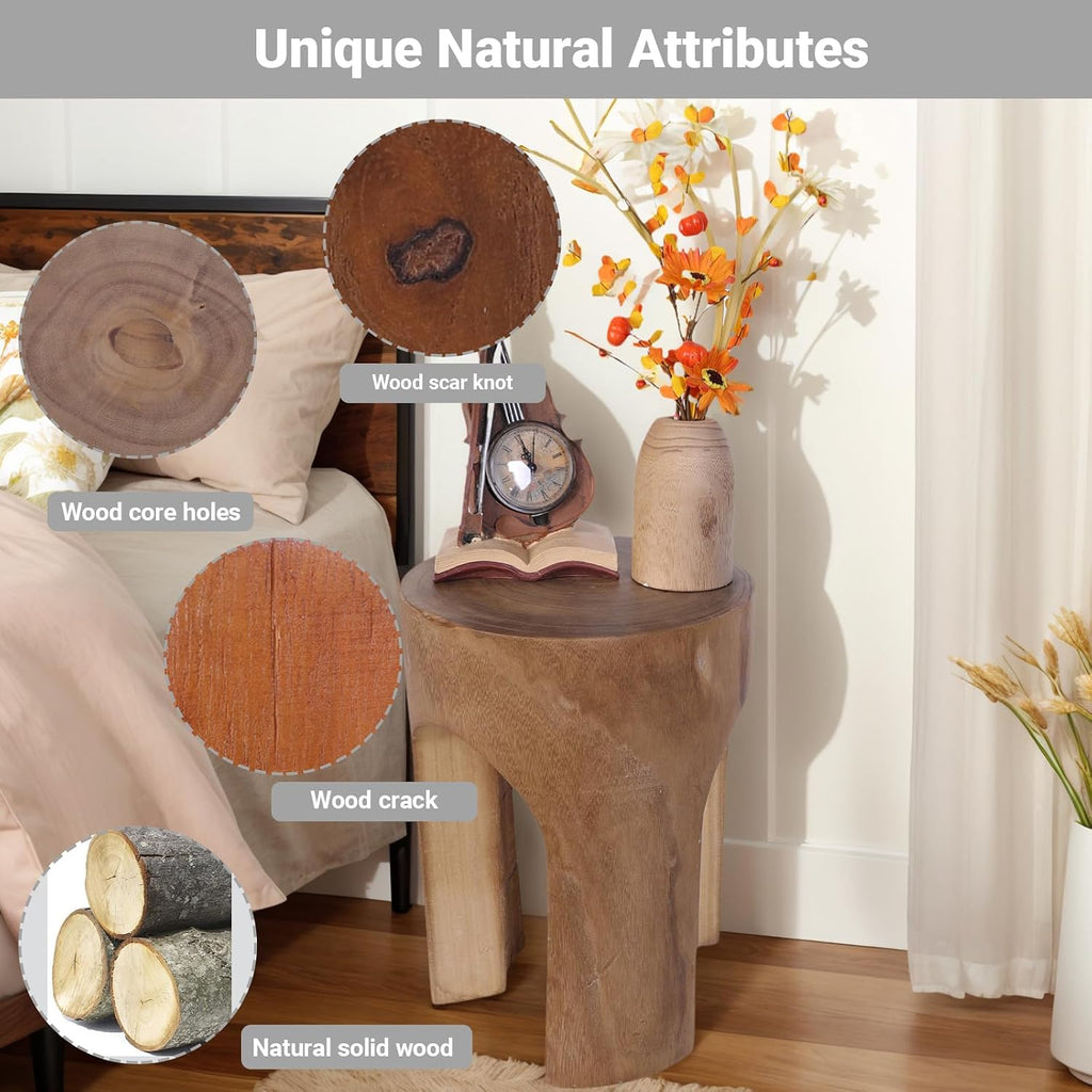 Rustic Solid Wood Accent Side Table