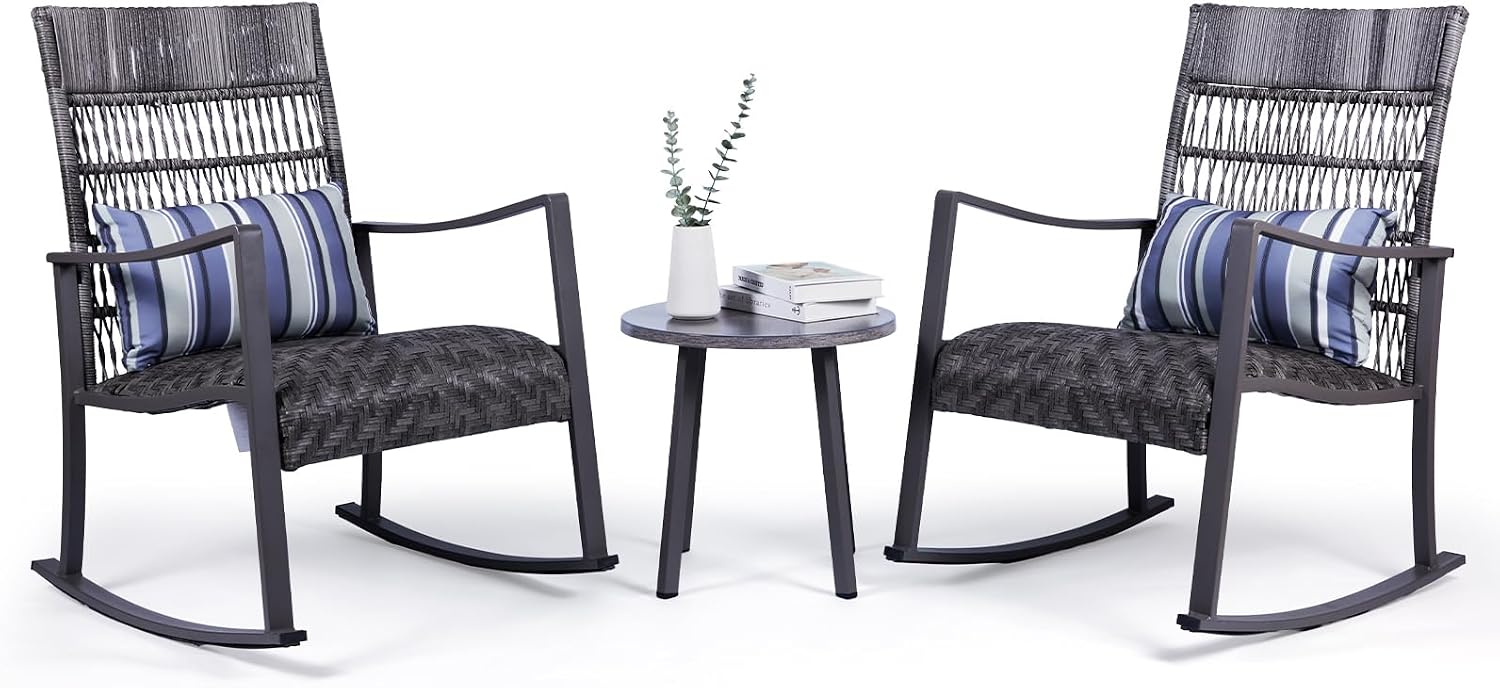 3-Piece Wicker Rocking Patio Set