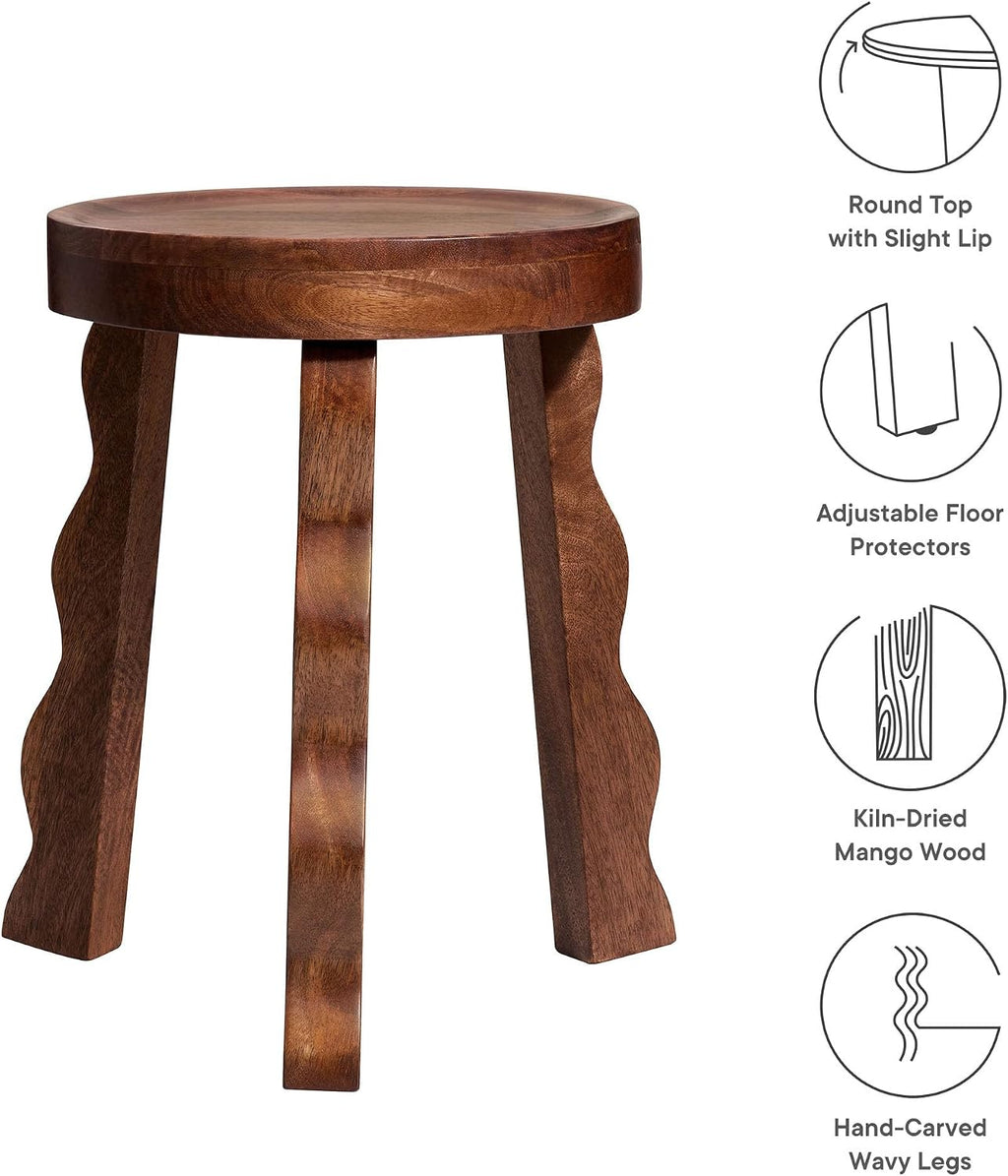 Walnut Carved Tripod Plant Stool