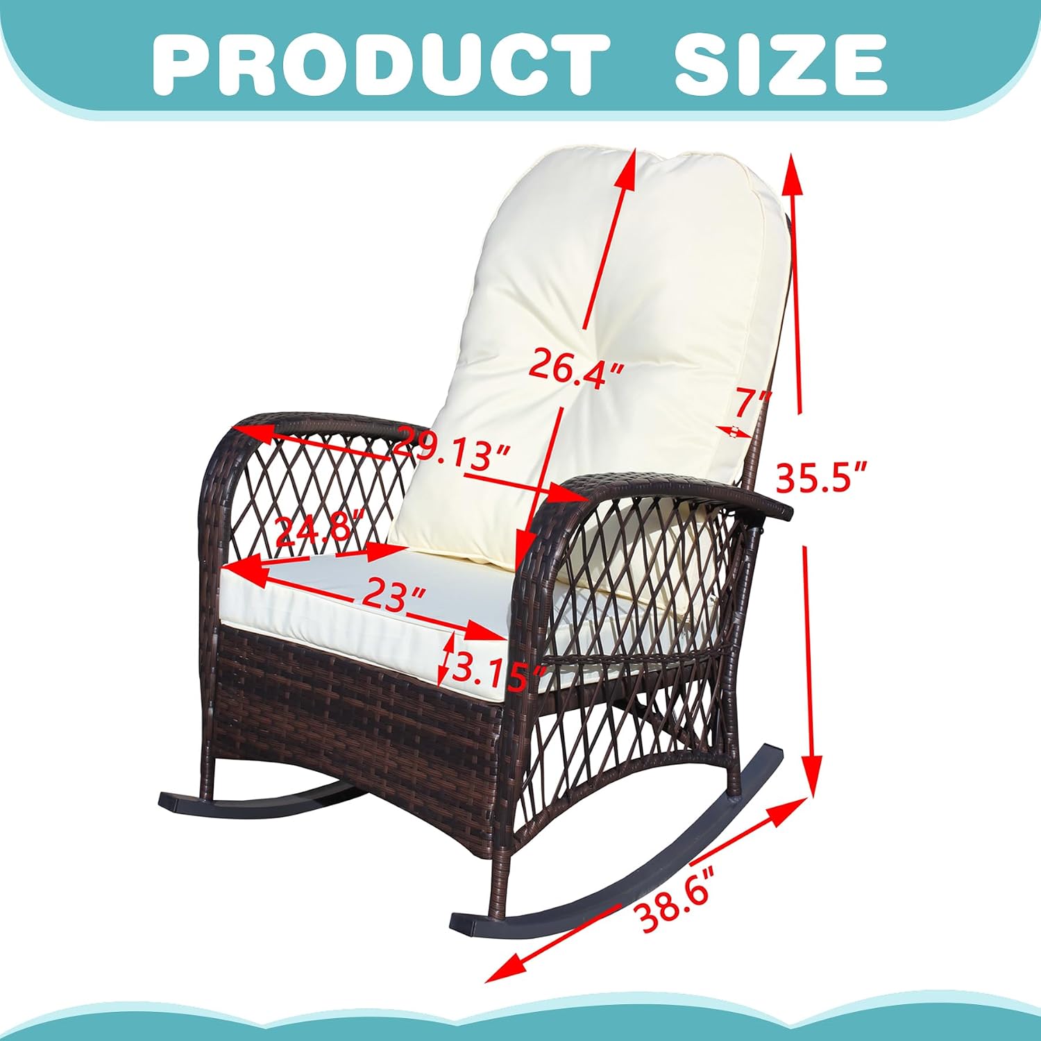 Brown Cream Wicker Rocking Chair