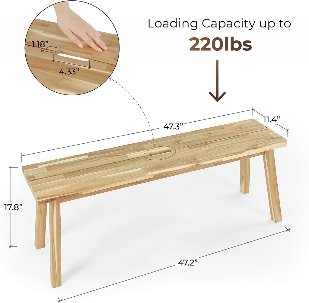 47 Inch Multi-use Solid Wood Bench