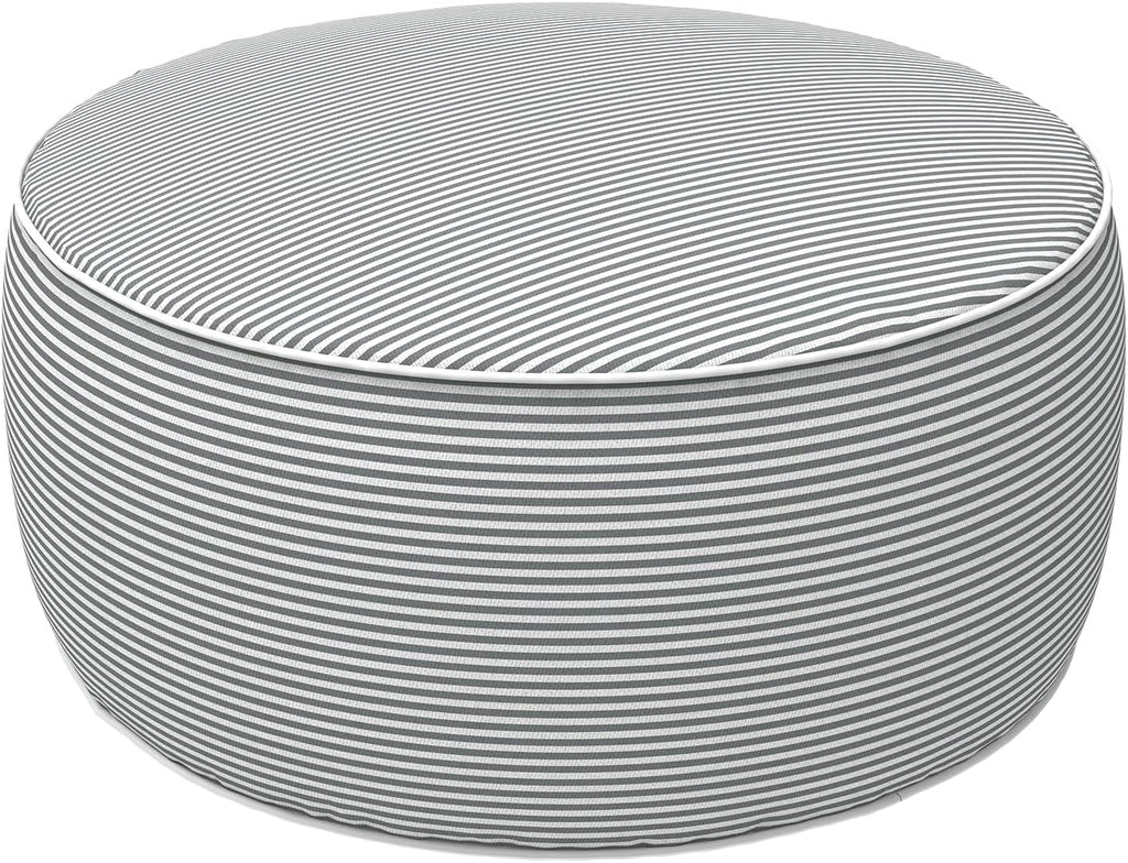 Grey Stripe Portable Inflatable Round Ottoman