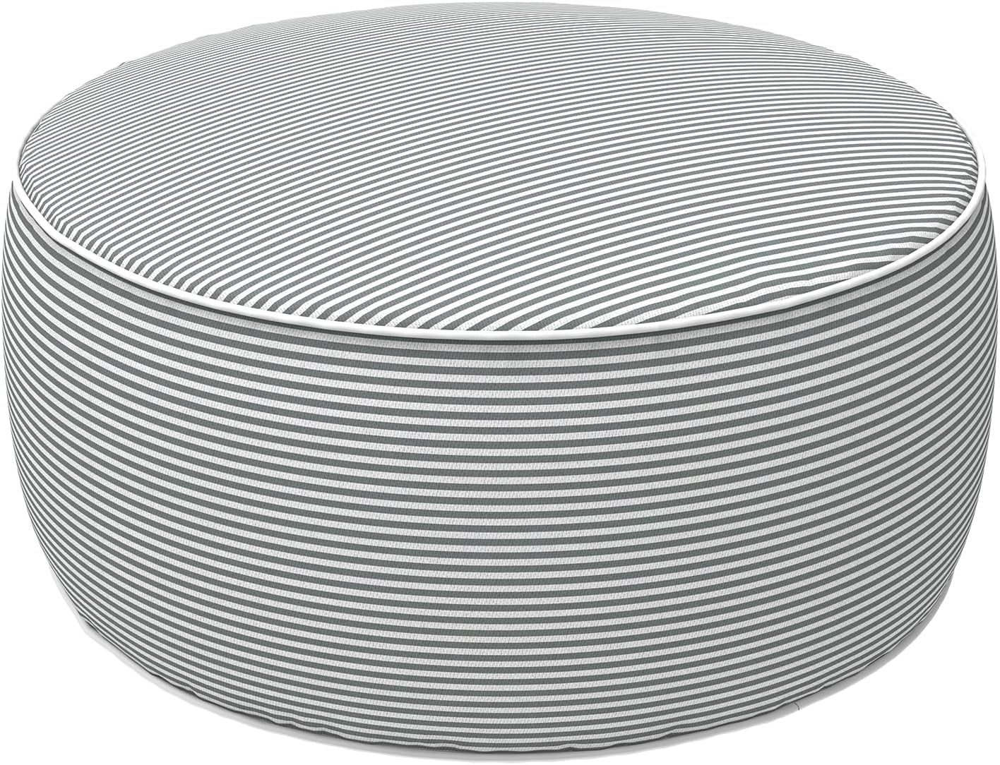 Grey Stripe Portable Inflatable Round Ottoman
