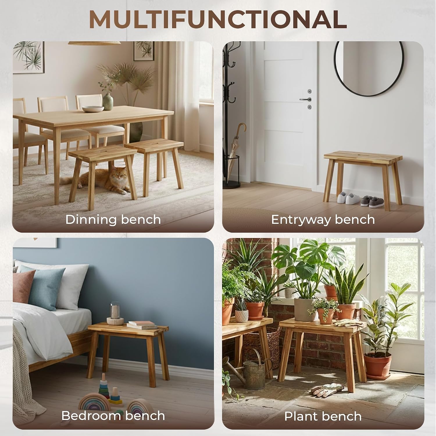 26 Inch Solid Wood Multi-use Bench