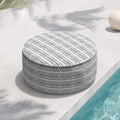 Black White Herringbone Inflatable Round Ottoman