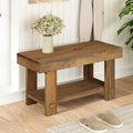 Natural Wood Storage Entryway Bench