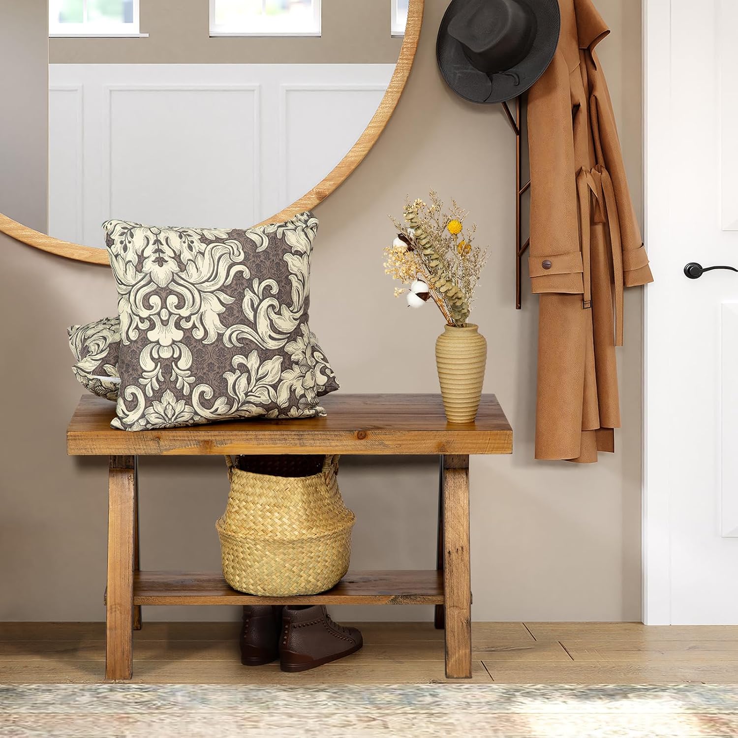 Rustic Farmhouse Wood Storage Bench
